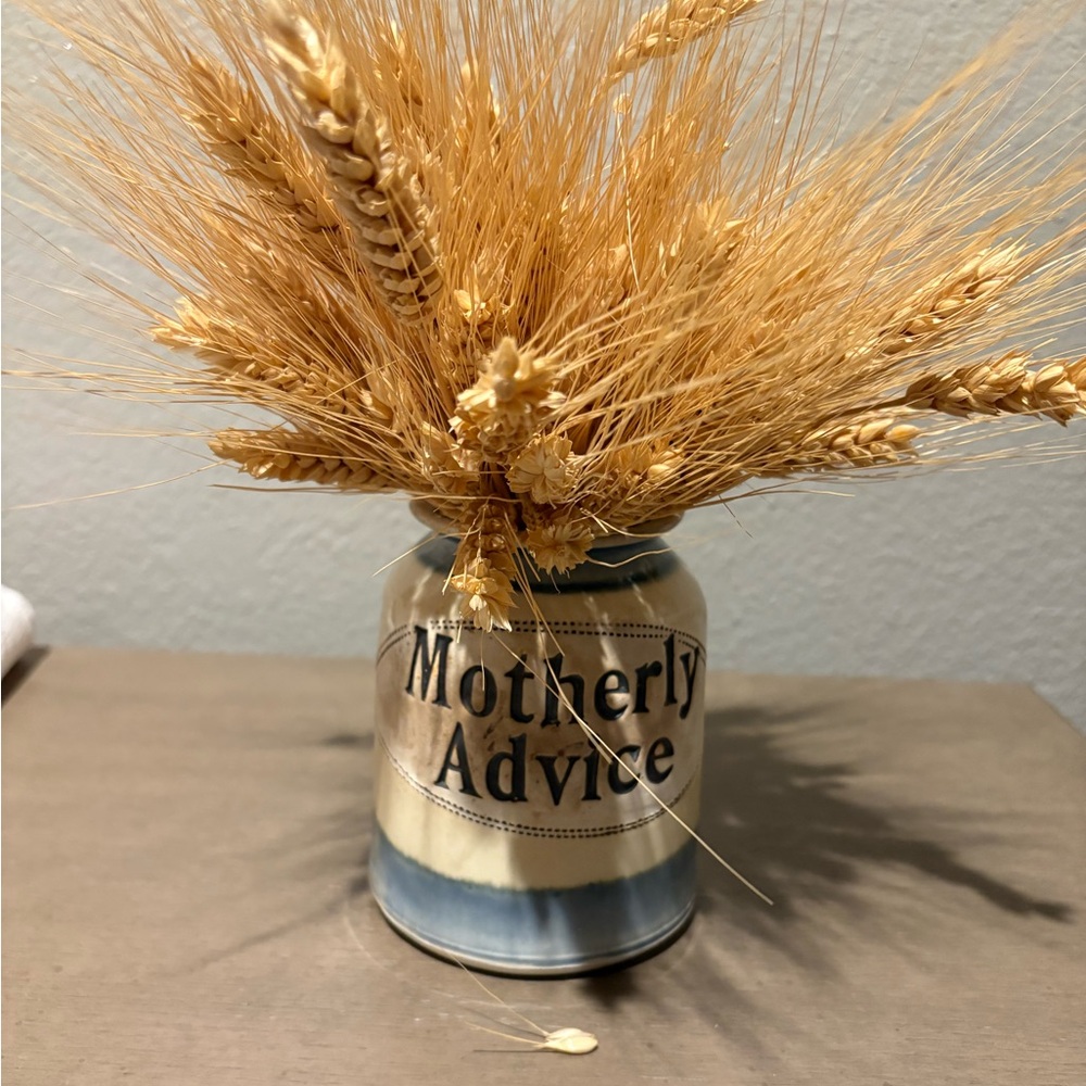 Motherly Advice Decorative Jar with decorative weeds